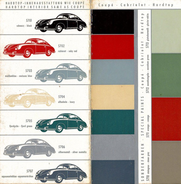 COLOR CHART PORSCHE 356